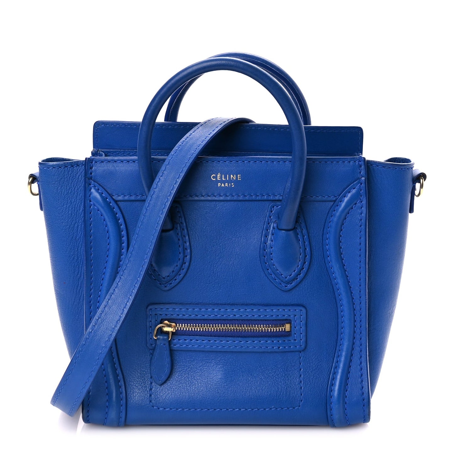 Celine Smooth Calfskin Nano Luggage Royal Blue
