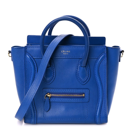 Celine Smooth Calfskin Nano Luggage Royal Blue