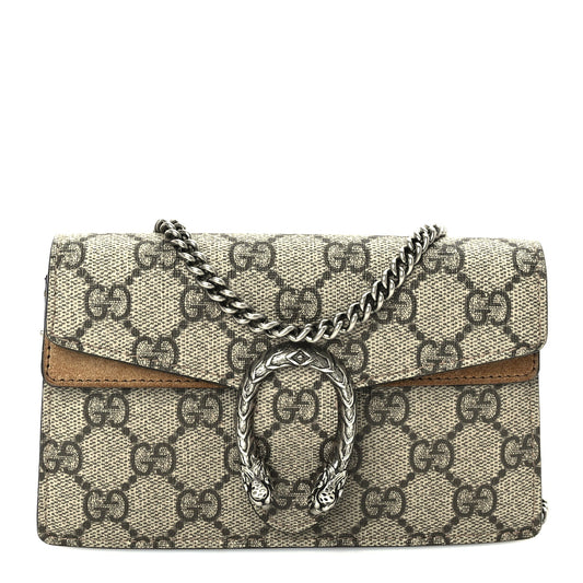 Gucci GG Supreme Monogram Super Mini Dionysus Shoulder Bag  Taupe