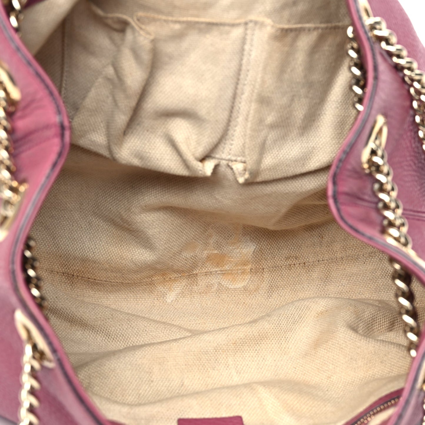 Gucci Pebbled Calfskin Medium Soho Chain Shoulder Bag Peonia Flower