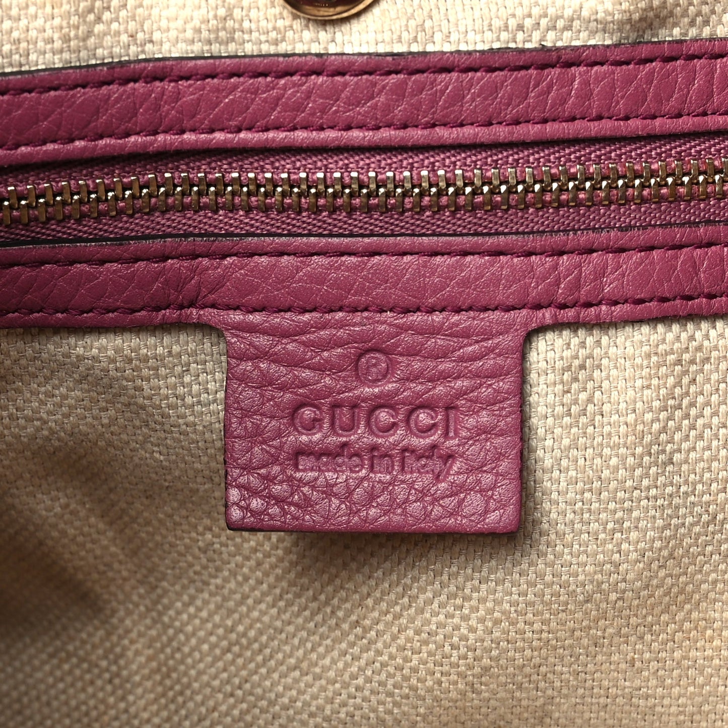 Gucci Pebbled Calfskin Medium Soho Chain Shoulder Bag Peonia Flower