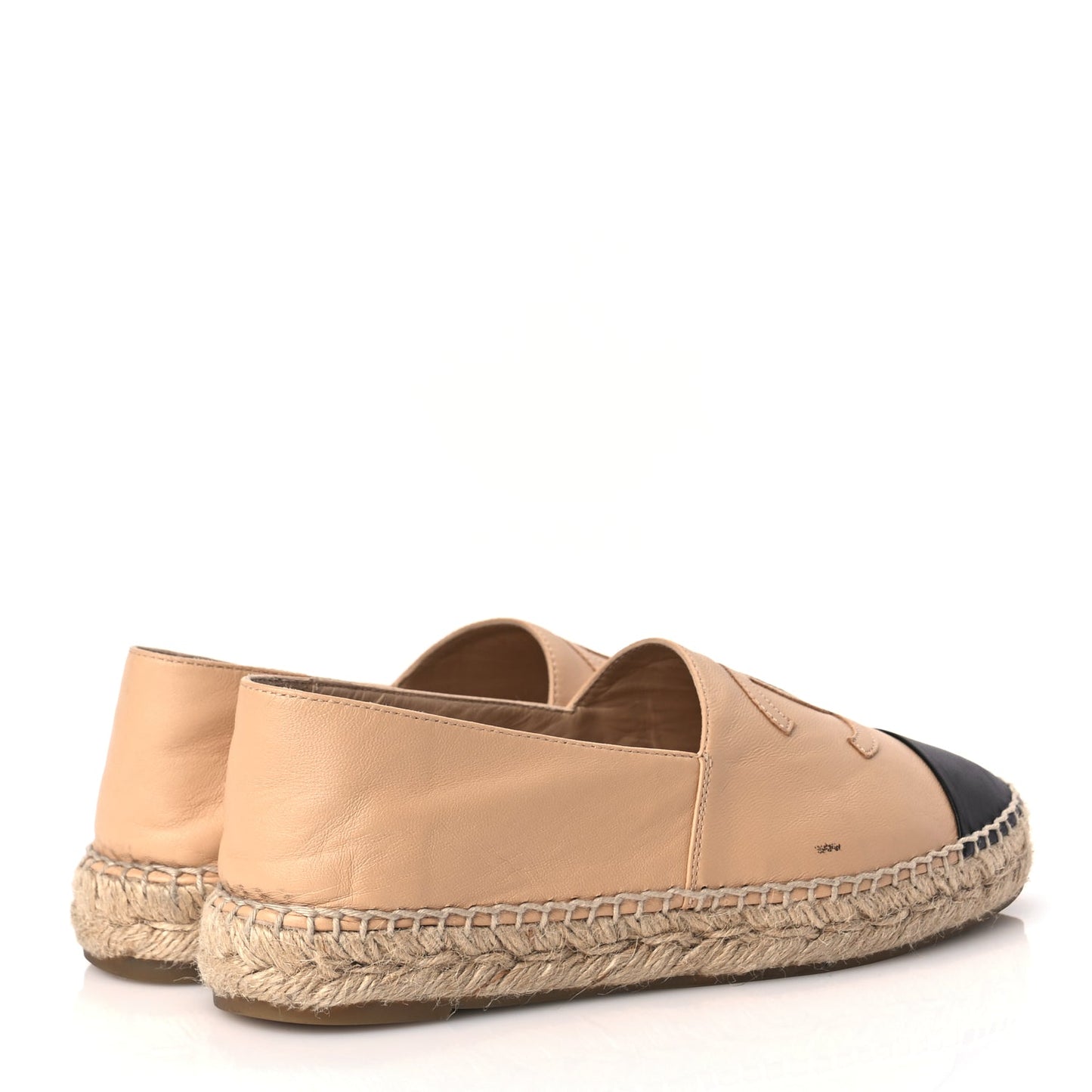 Chanel Lambskin CC Espadrilles 37 Beige Black