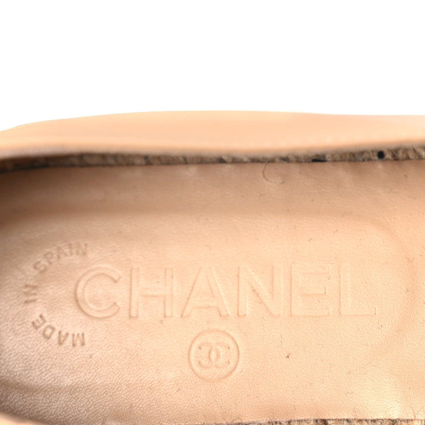 Chanel Lambskin CC Espadrilles 37 Beige Black