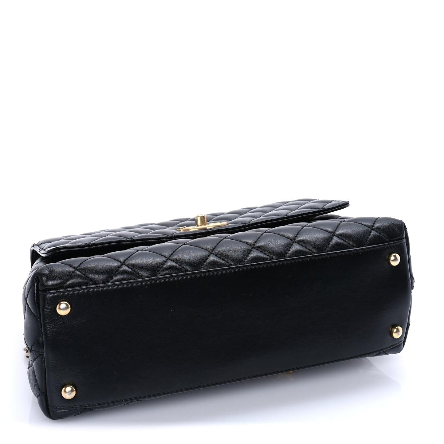 Chanel Calfskin Quilted Small Logo Coco Handle Flap Black