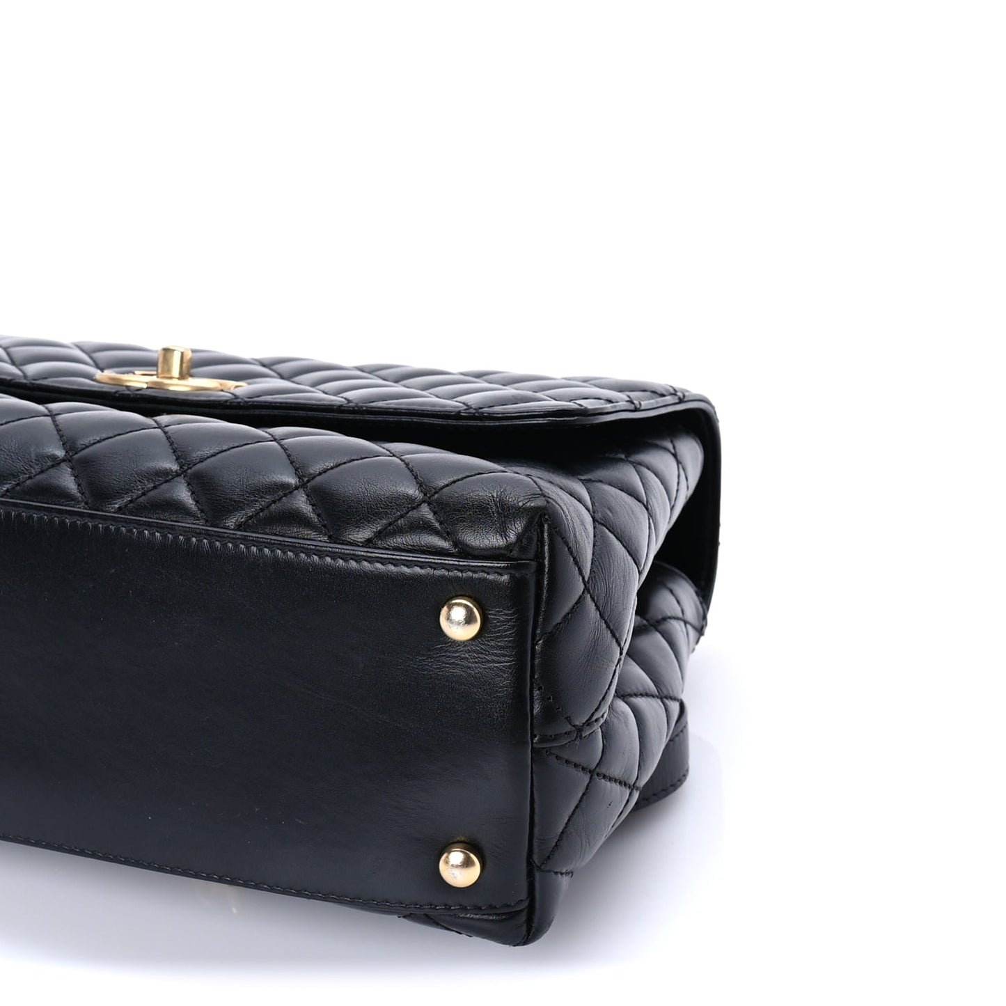 Chanel Calfskin Quilted Small Logo Coco Handle Flap Black
