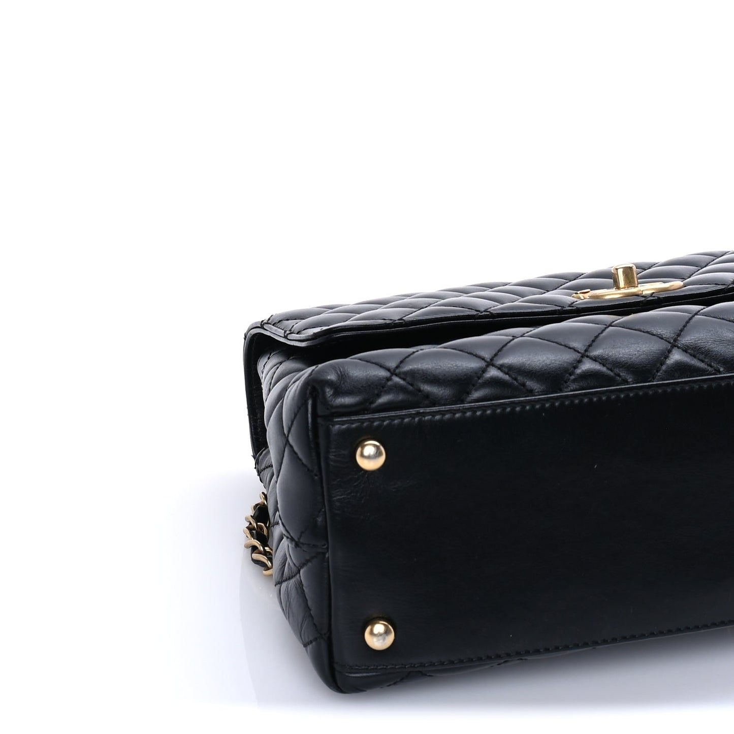 Chanel Calfskin Quilted Small Logo Coco Handle Flap Black