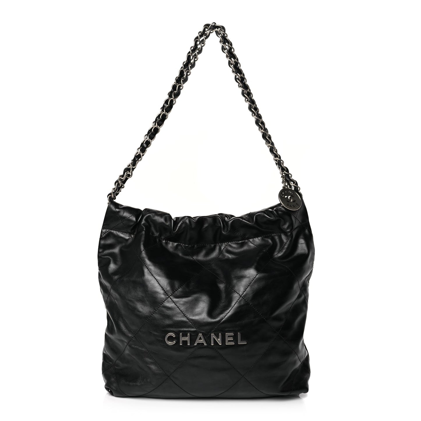 Chanel Shiny Calfskin Quilted Small Chanel 22 Black