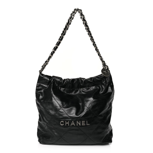 Chanel Shiny Calfskin Quilted Small Chanel 22 Black