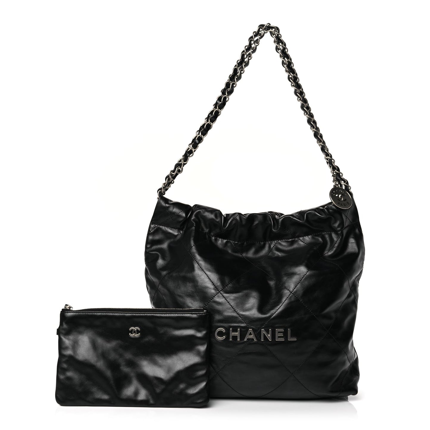 Chanel Shiny Calfskin Quilted Small Chanel 22 Black