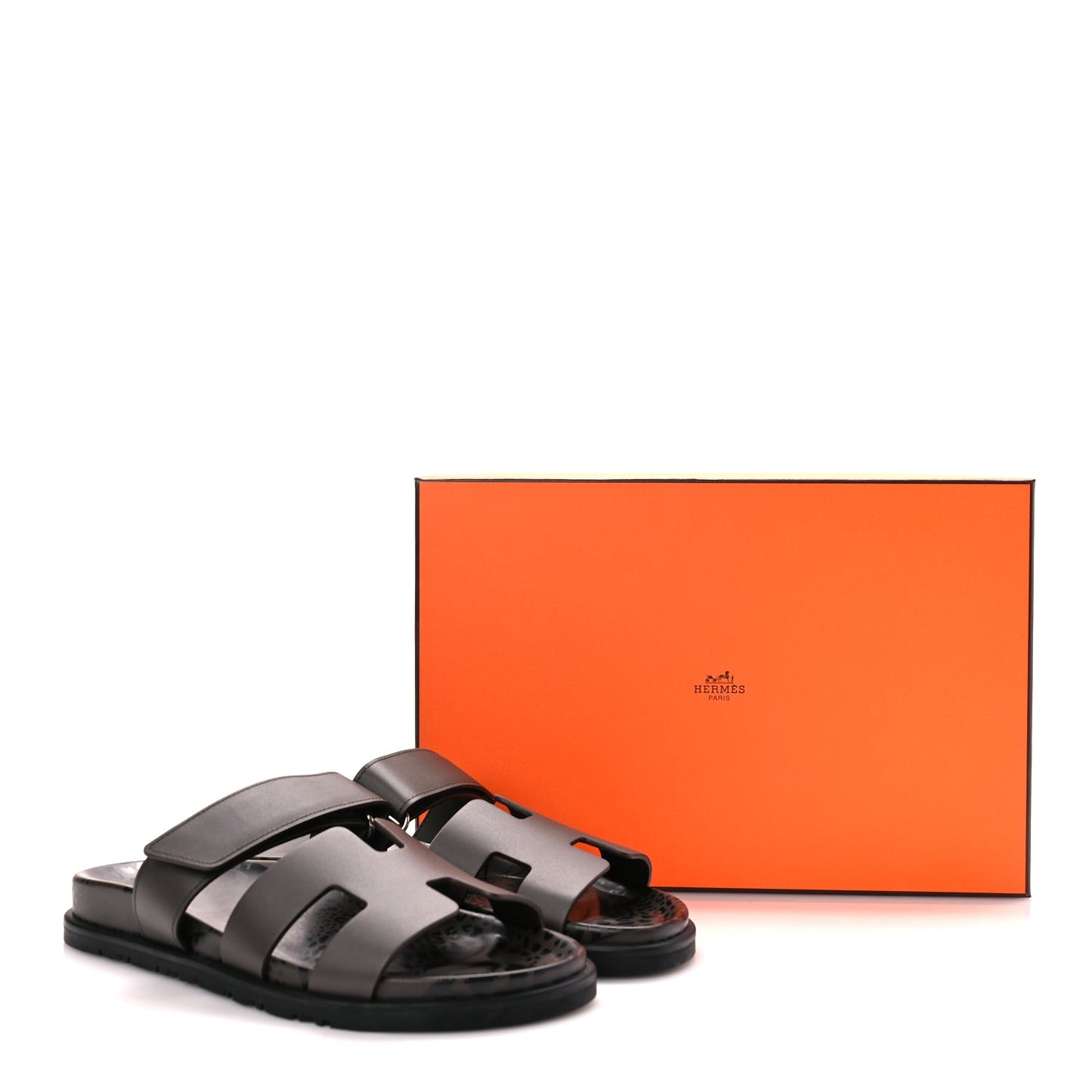 Hermes Calfskin Chypre Sandals 38.5 Ecorce