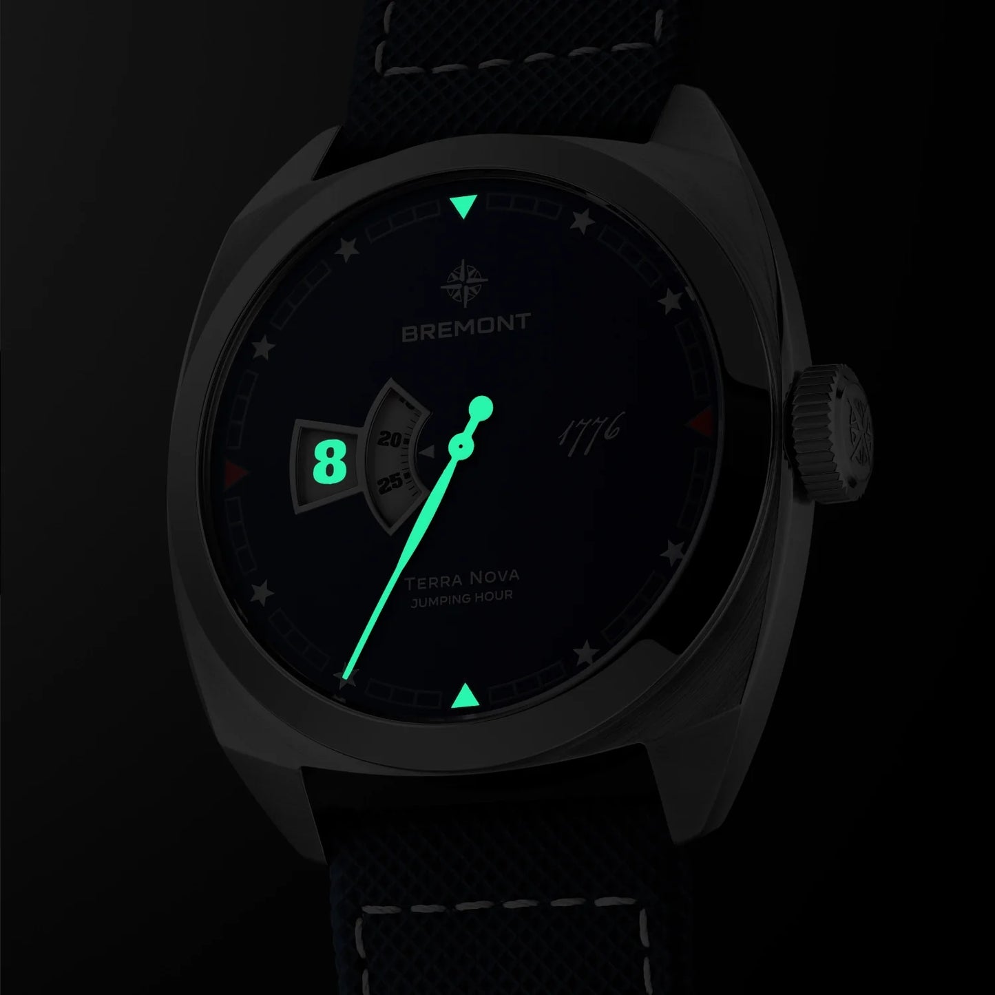 Terra Nova 40.5mm Jumping Hour 1776 Leather Strap