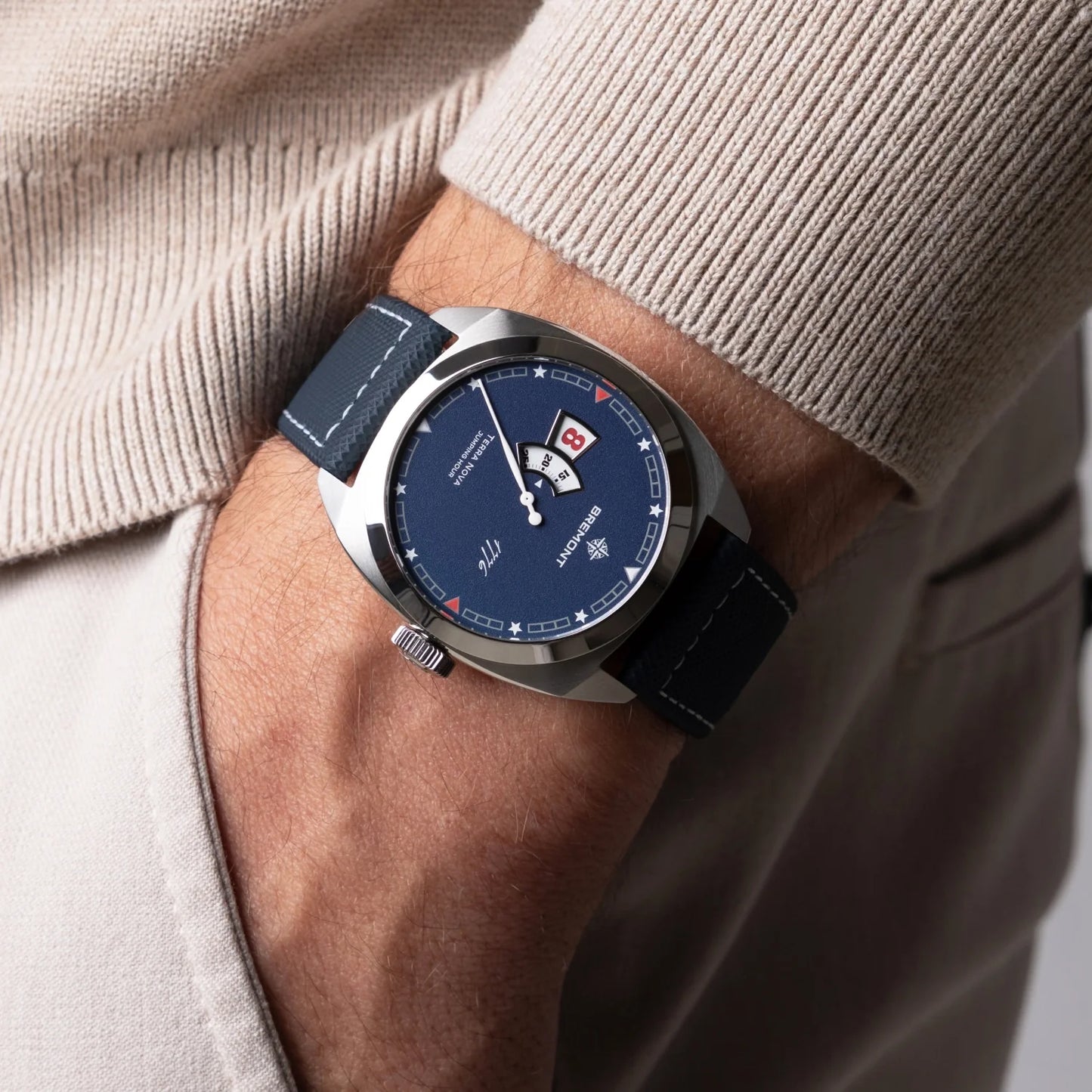 Terra Nova 40.5mm Jumping Hour 1776 Leather Strap