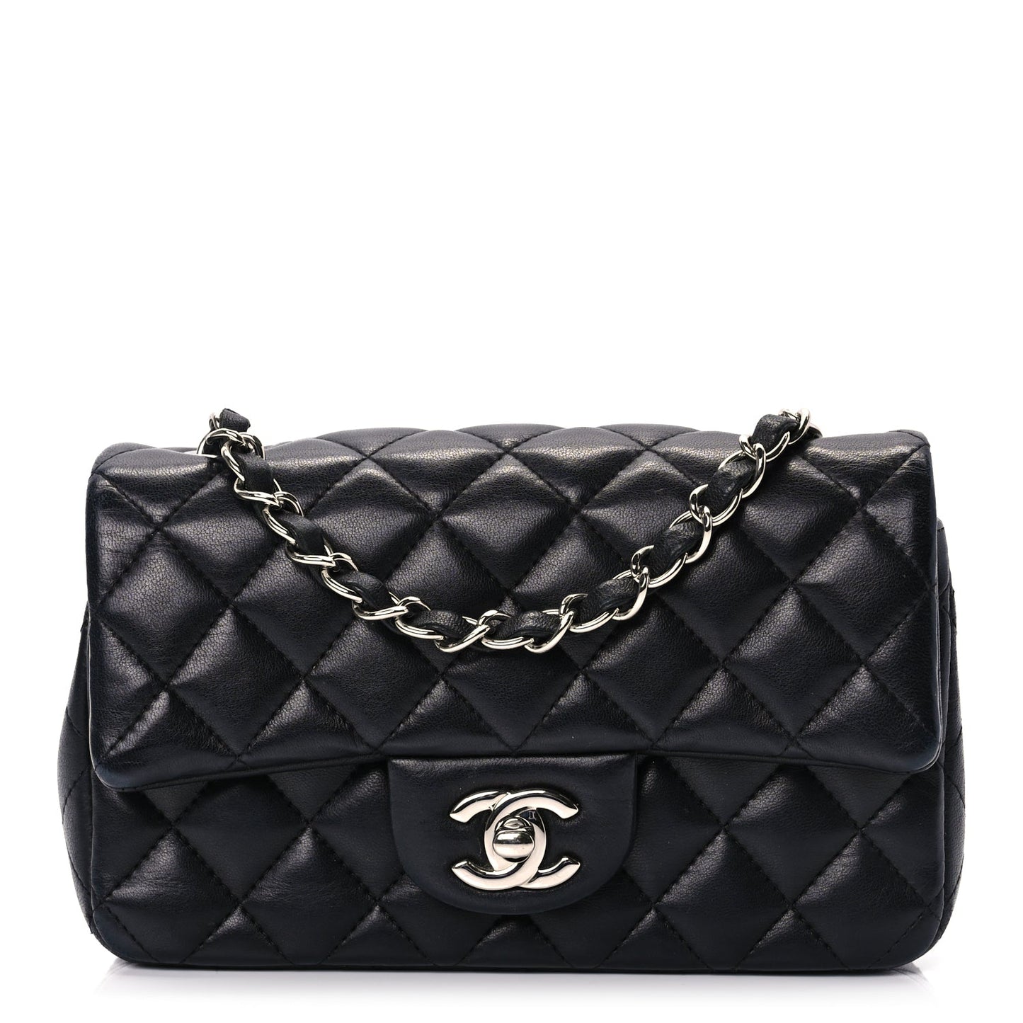 Chanel Lambskin Quilted Mini Rectangular Flap Black