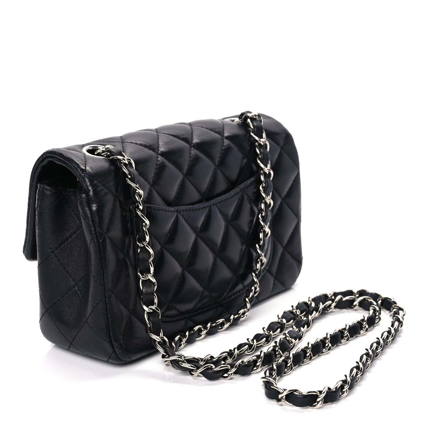 Chanel Lambskin Quilted Mini Rectangular Flap Black
