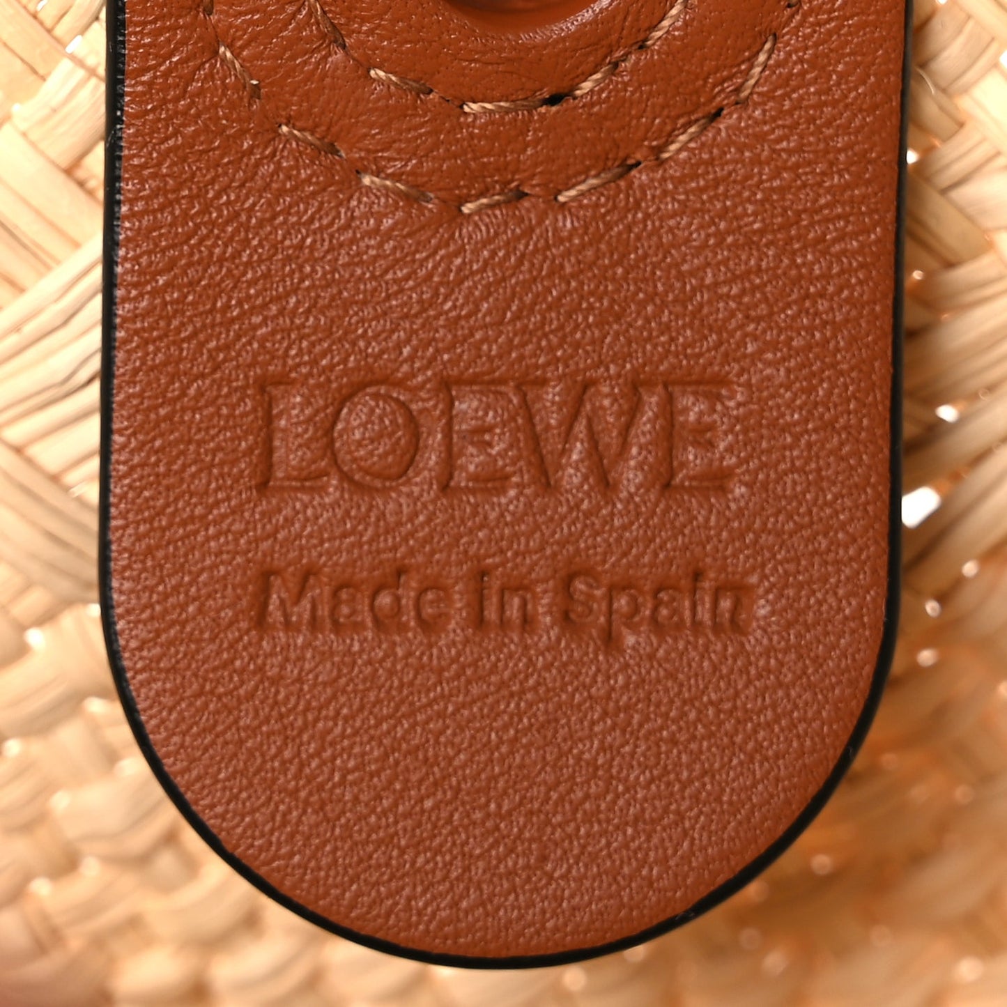 Loewe Calfskin Raffia Paulas Ibiza Medium Anagram Basket Tote Bag Natural Tan