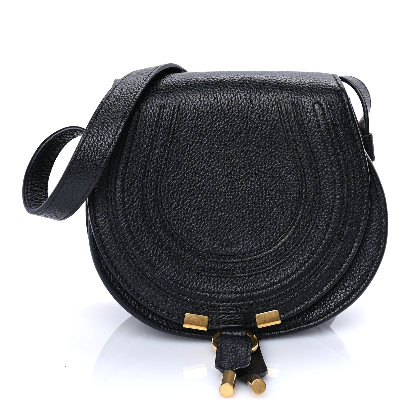 Chloe Calfskin Mini Marcie Round Crossbody Bag  Black