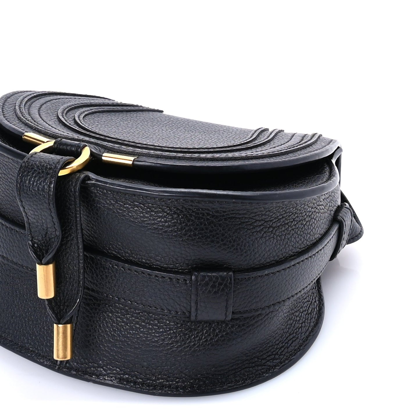 Chloe Calfskin Mini Marcie Round Crossbody Bag  Black