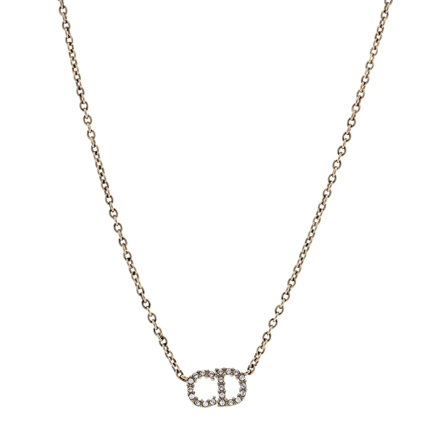 Christian Dior Metal Crystal Clair D Lune Necklace Gold