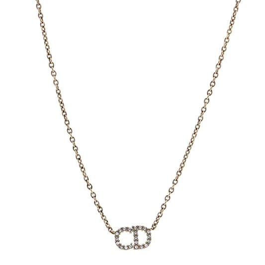 Christian Dior Metal Crystal Clair D Lune Necklace Gold