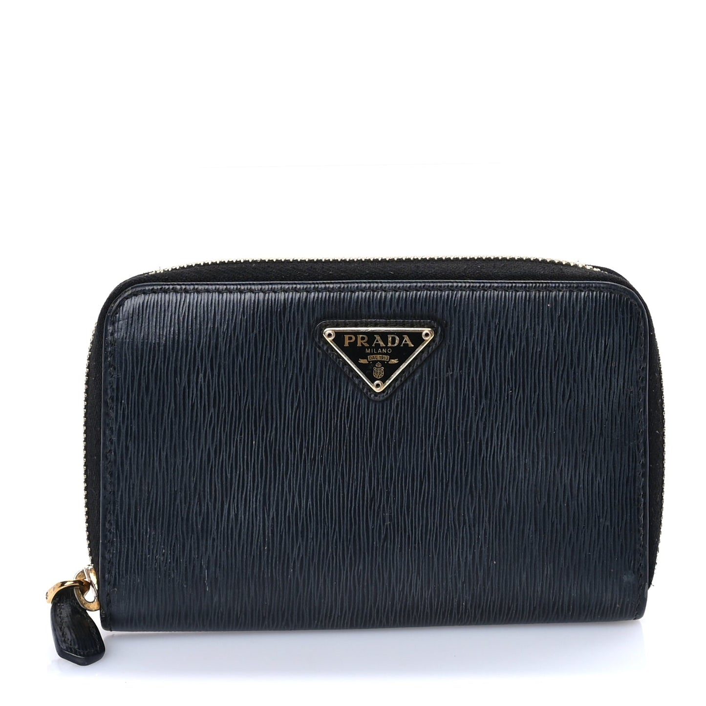 Prada Move Triangle Compact Zip Wallet Black