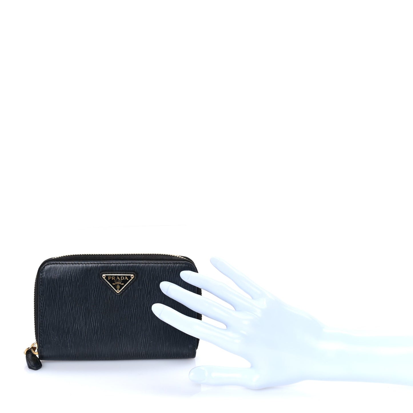 Prada Move Triangle Compact Zip Wallet Black