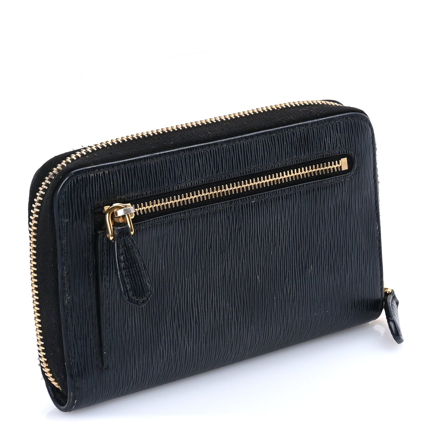 Prada Move Triangle Compact Zip Wallet Black