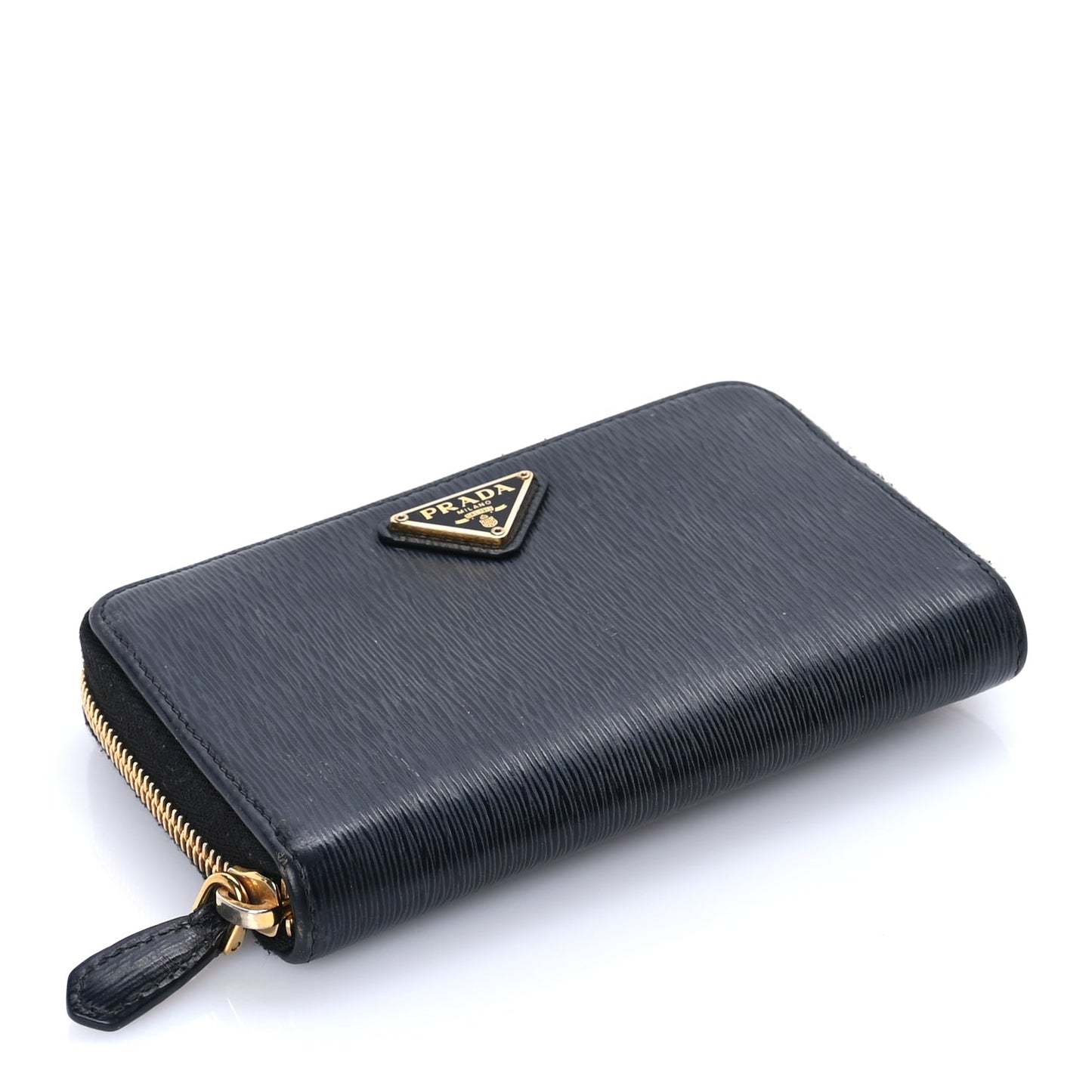 Prada Move Triangle Compact Zip Wallet Black