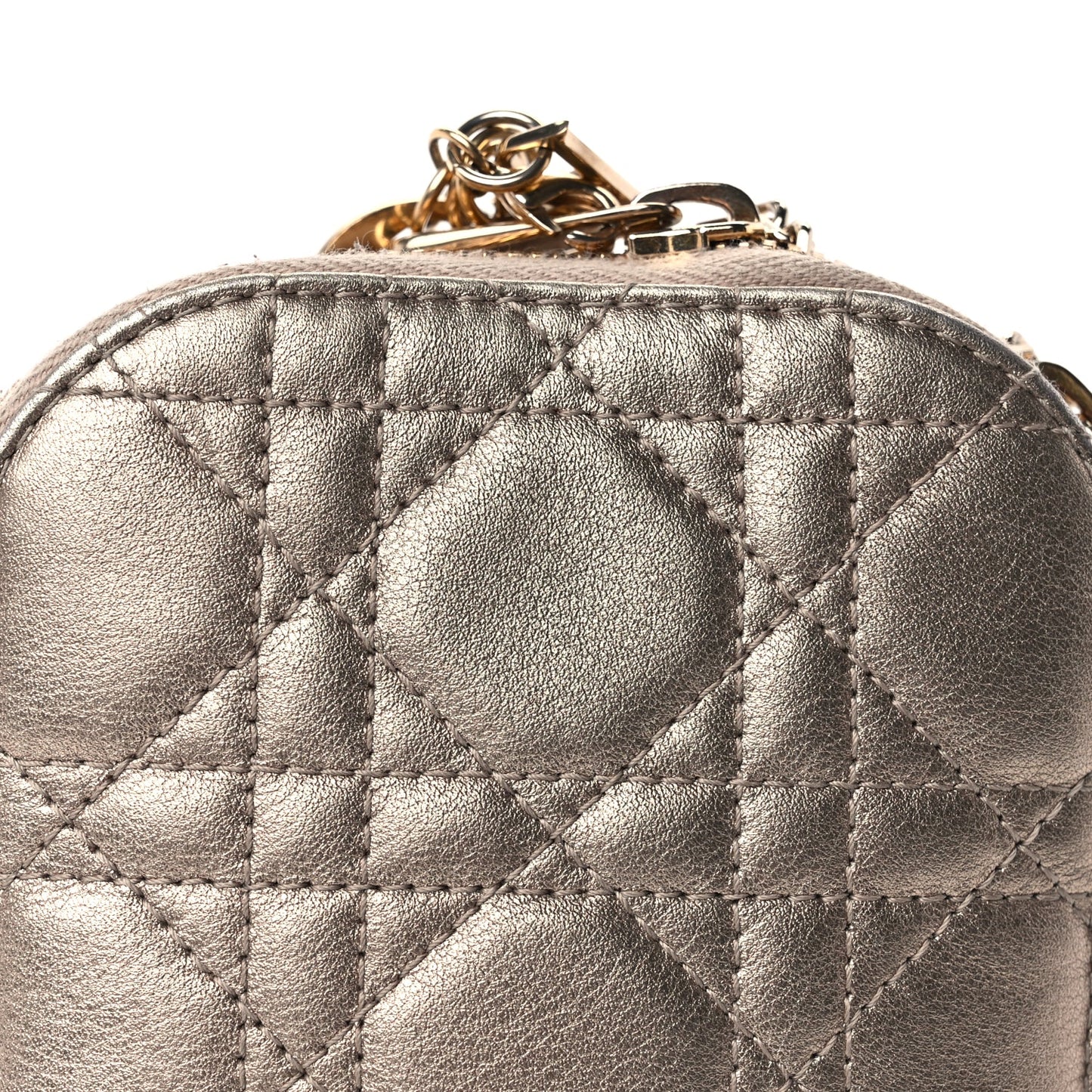 Christian Dior Lambskin Cannage Lady Dior Phone Holder  Gold