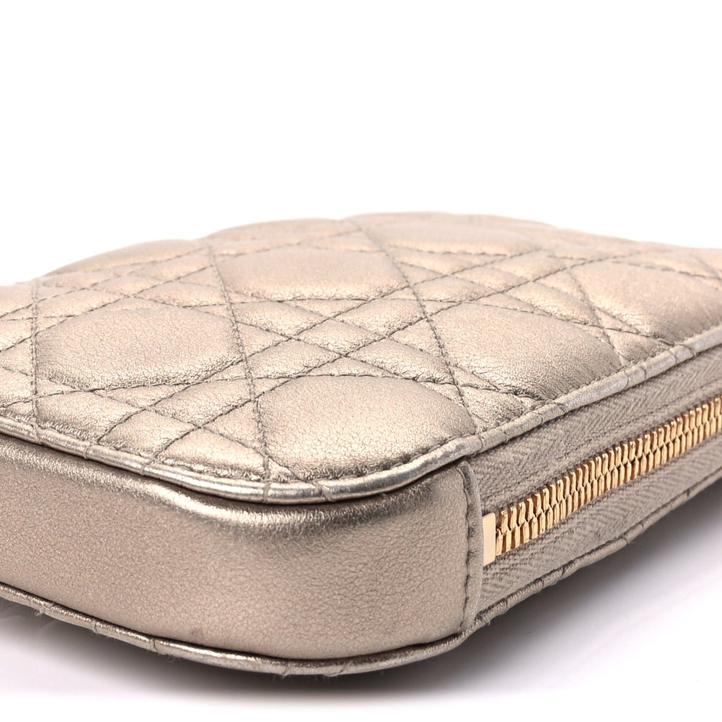 Christian Dior Lambskin Cannage Lady Dior Phone Holder  Gold