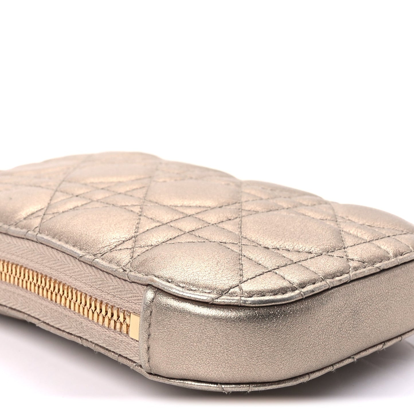 Christian Dior Lambskin Cannage Lady Dior Phone Holder  Gold