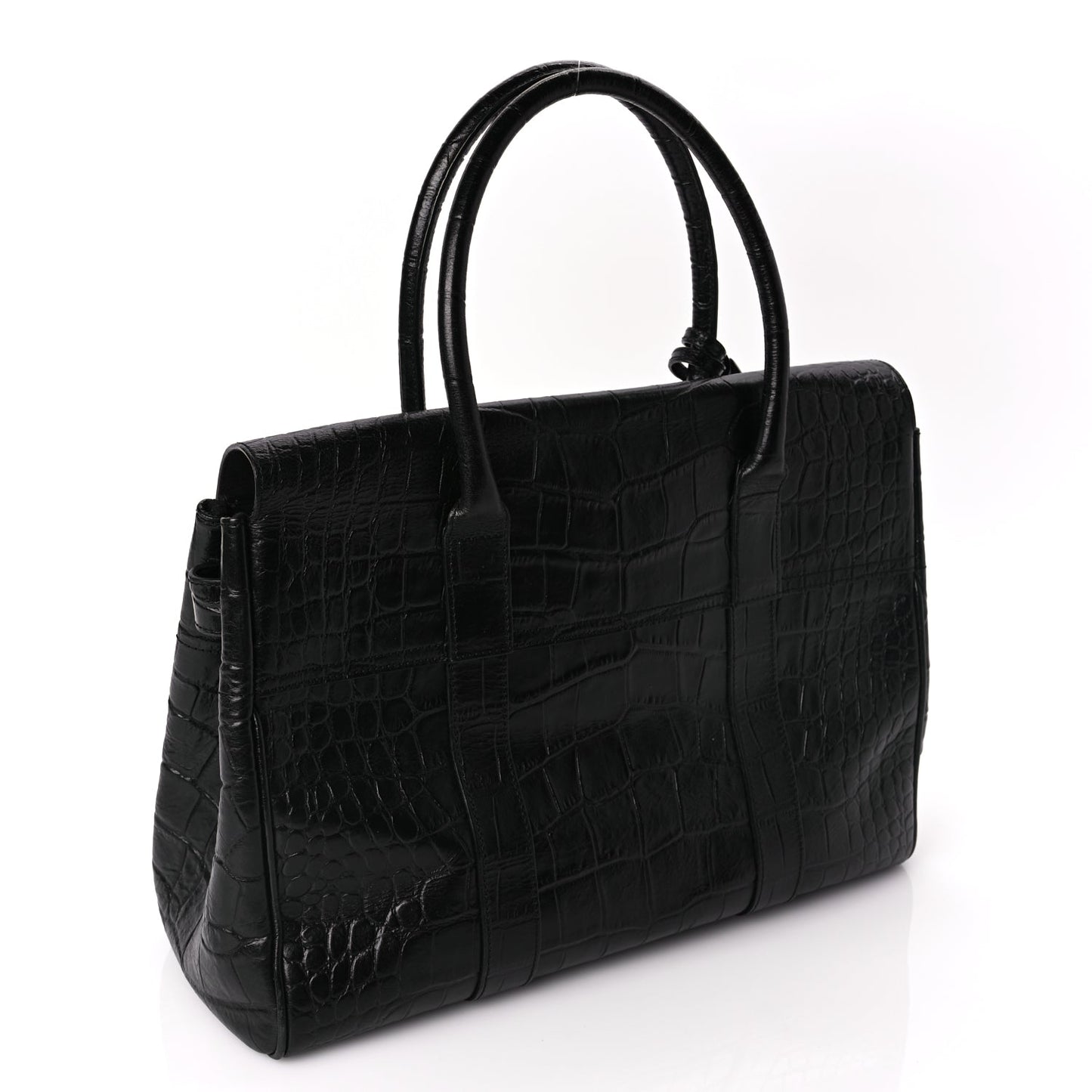 Mulberry Calfskin Crocodile Embossed Bayswater Black