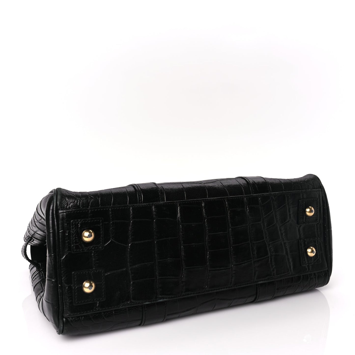 Mulberry Calfskin Crocodile Embossed Bayswater Black