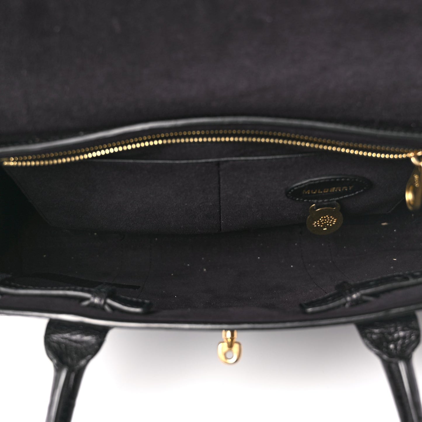 Mulberry Calfskin Crocodile Embossed Bayswater Black