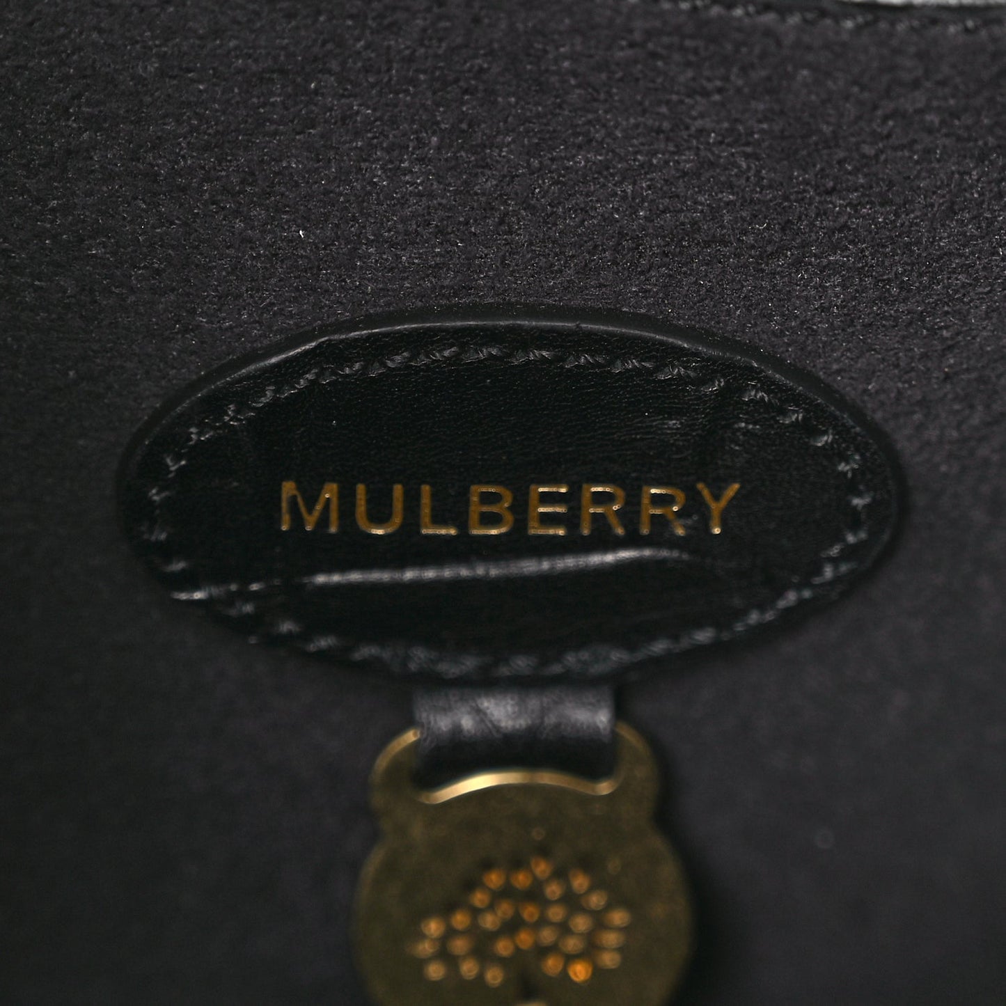 Mulberry Calfskin Crocodile Embossed Bayswater Black