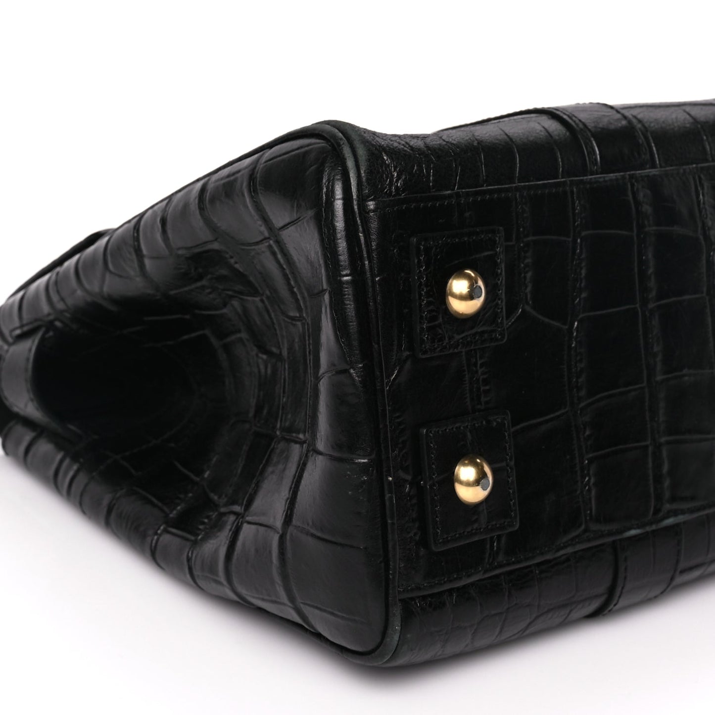 Mulberry Calfskin Crocodile Embossed Bayswater Black