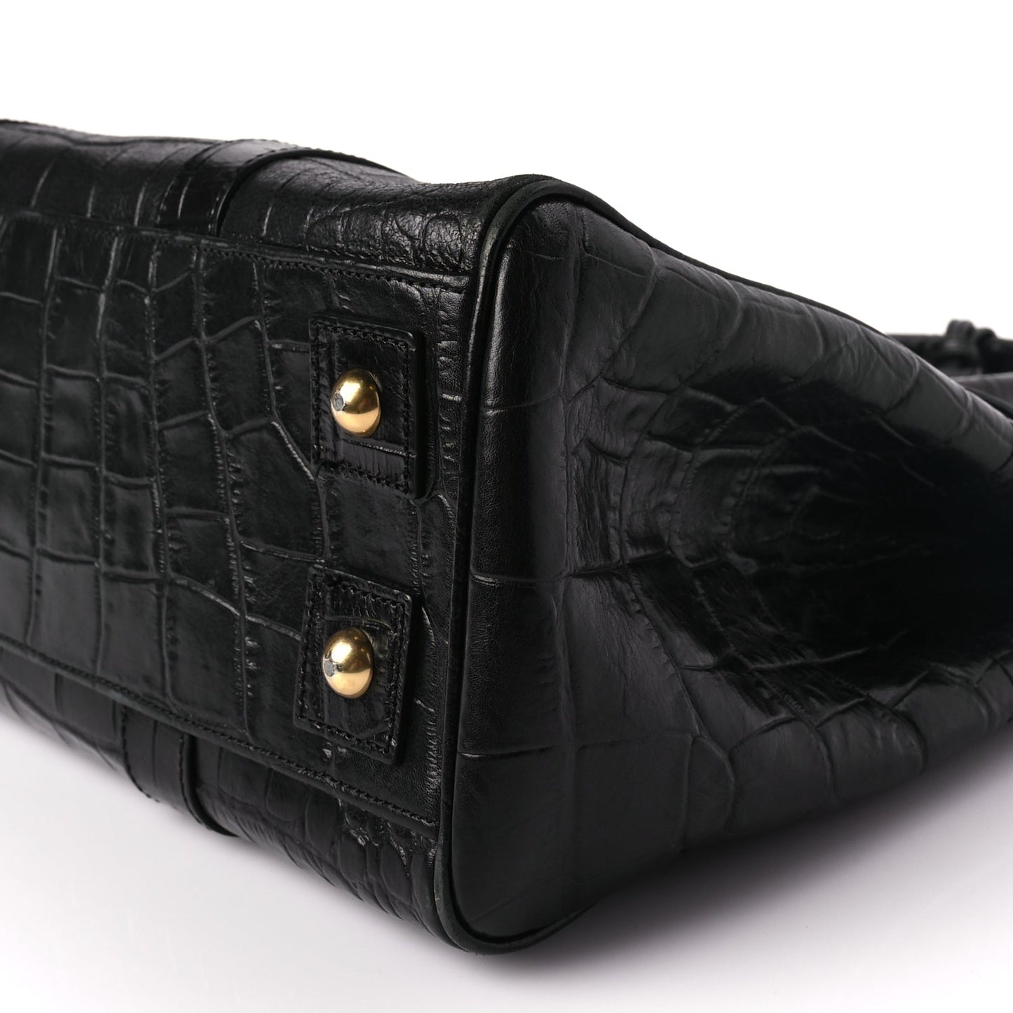 Mulberry Calfskin Crocodile Embossed Bayswater Black