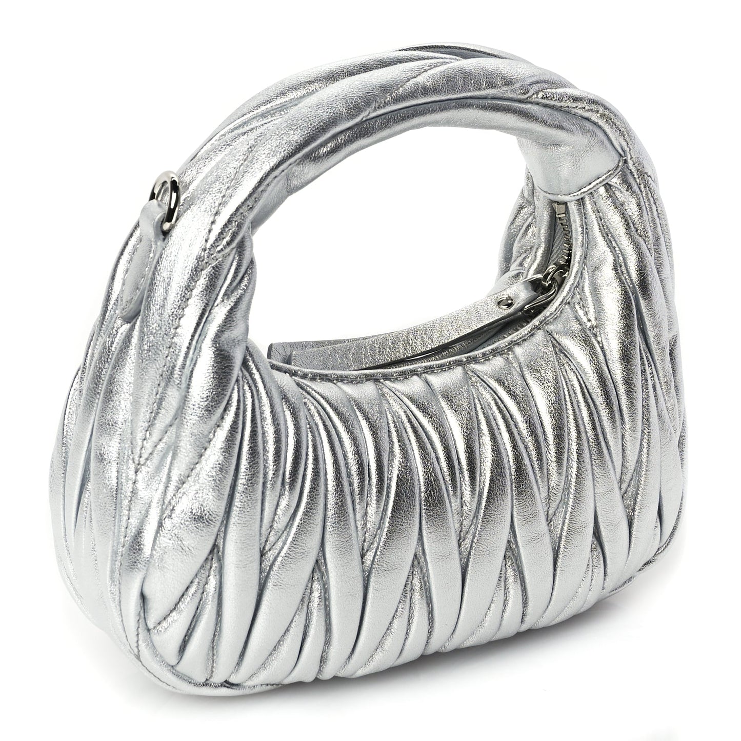 Miu Miu Nappa Matelasse Mini Wander Hobo Cromo
