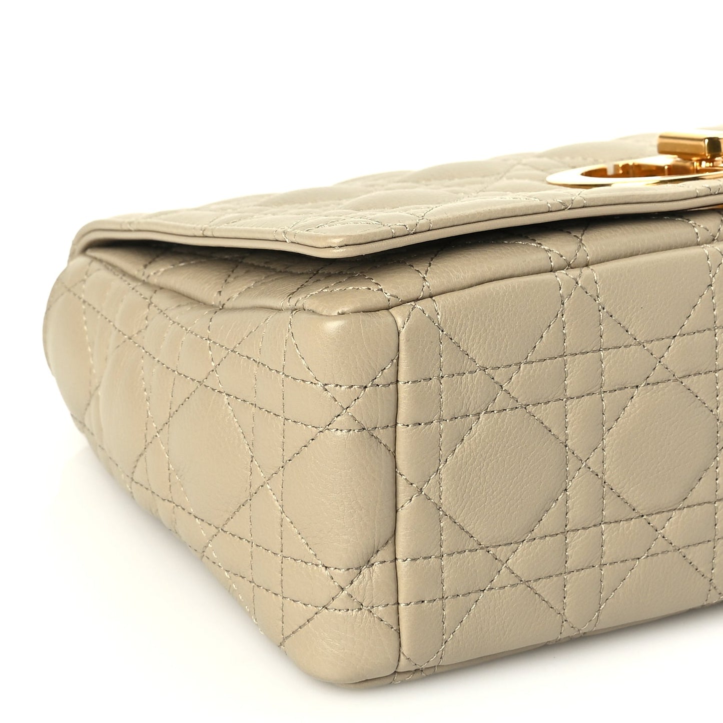 Christian Dior Supple Calfskin Cannage Medium Caro Bag Beige