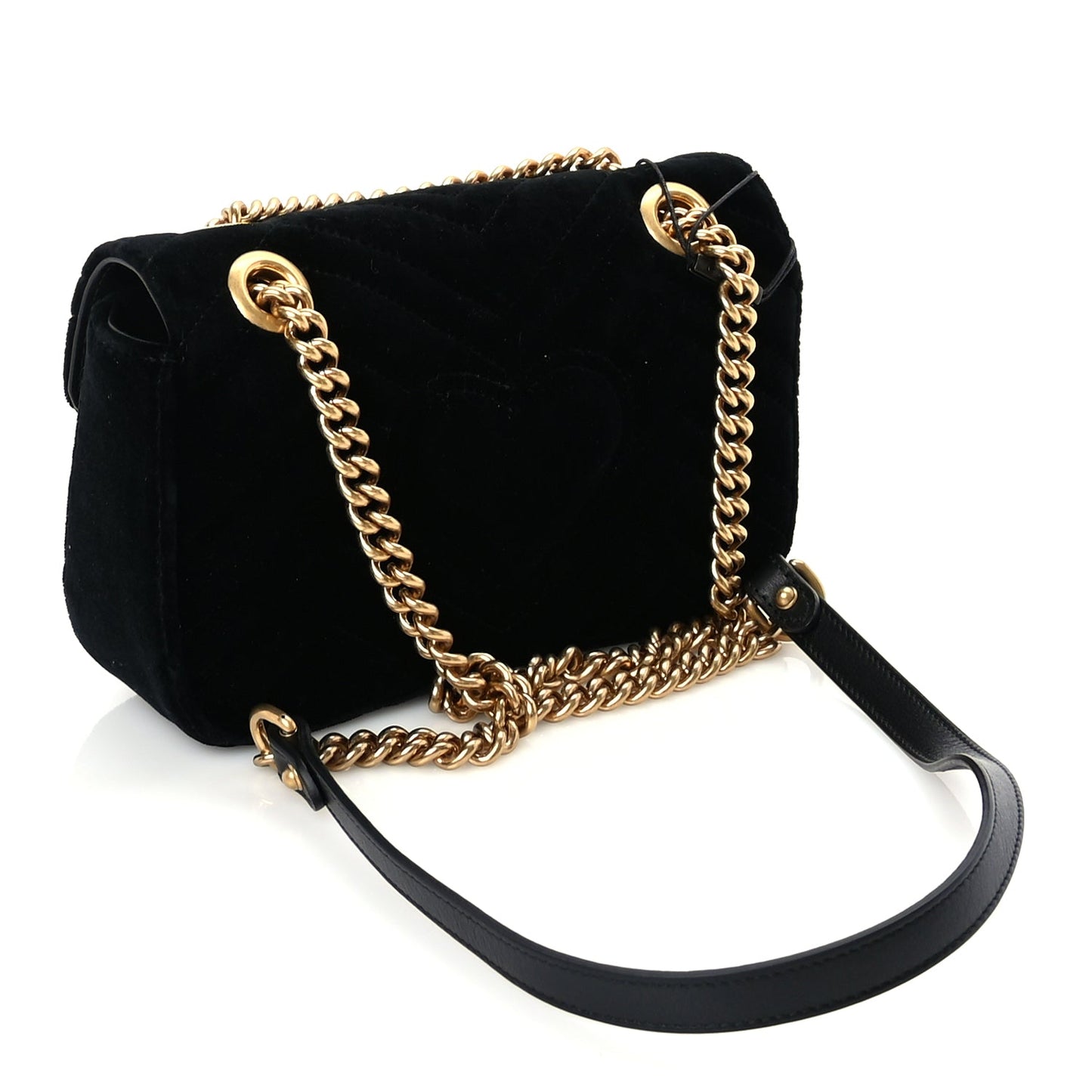 Gucci Velvet Matelasse Mini GG Marmont Shoulder Bag  Black