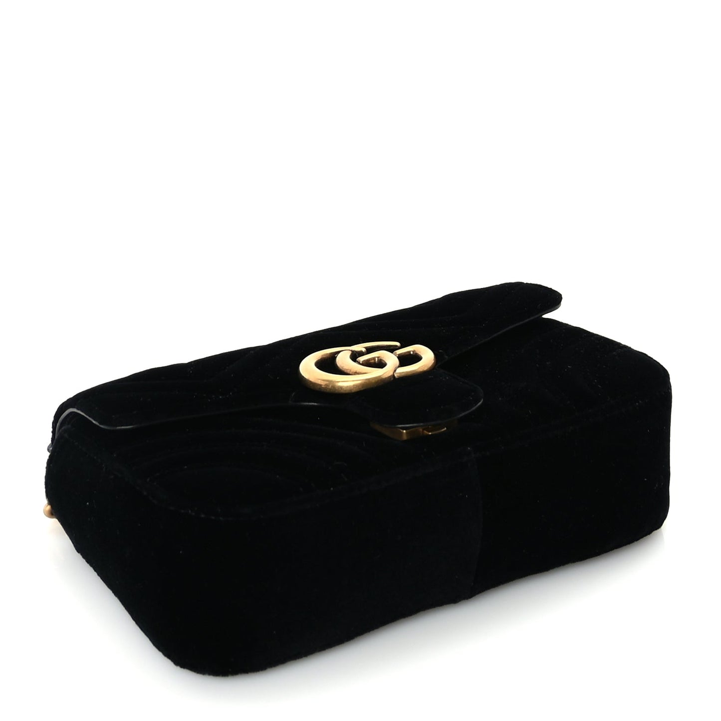 Gucci Velvet Matelasse Mini GG Marmont Shoulder Bag  Black