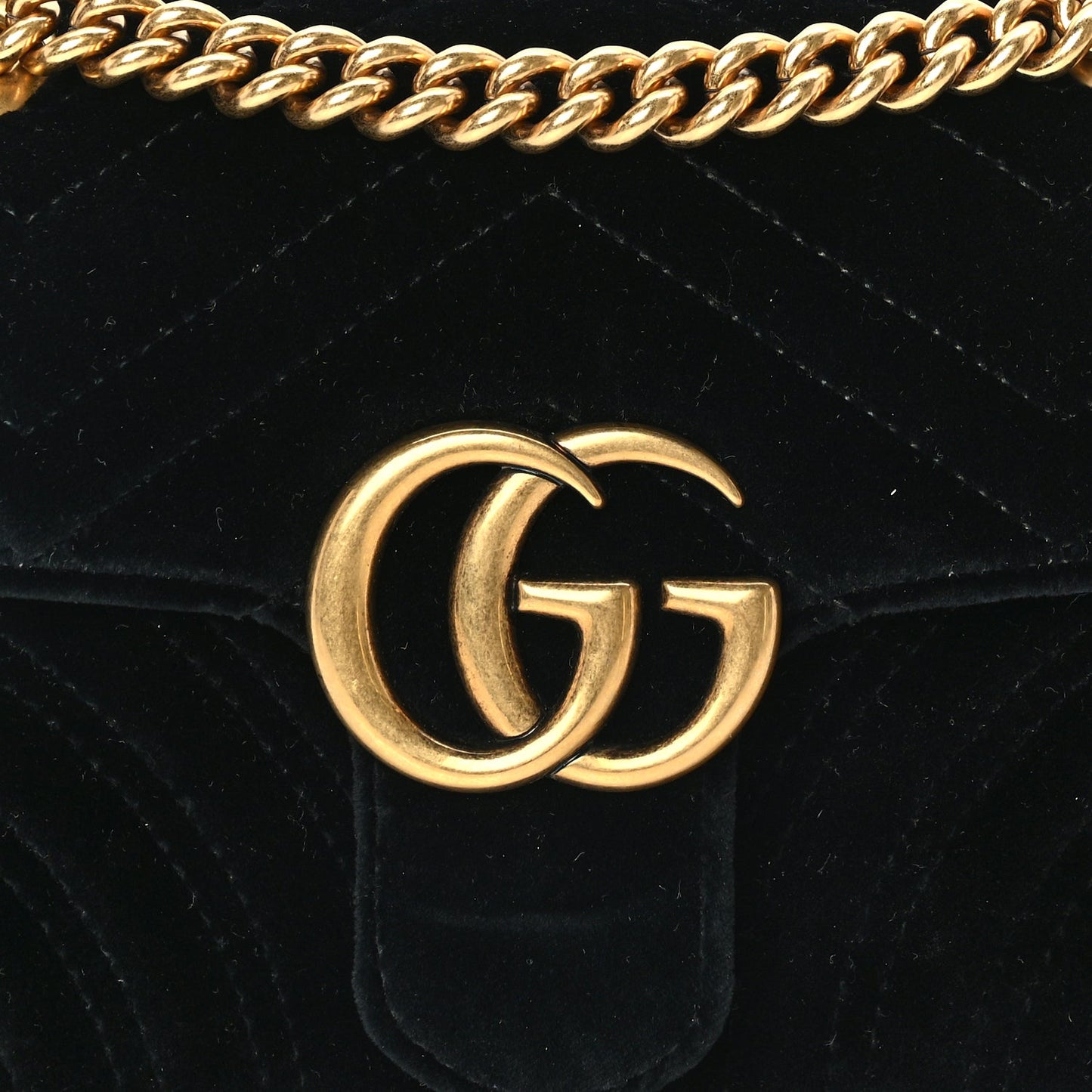 Gucci Velvet Matelasse Mini GG Marmont Shoulder Bag  Black