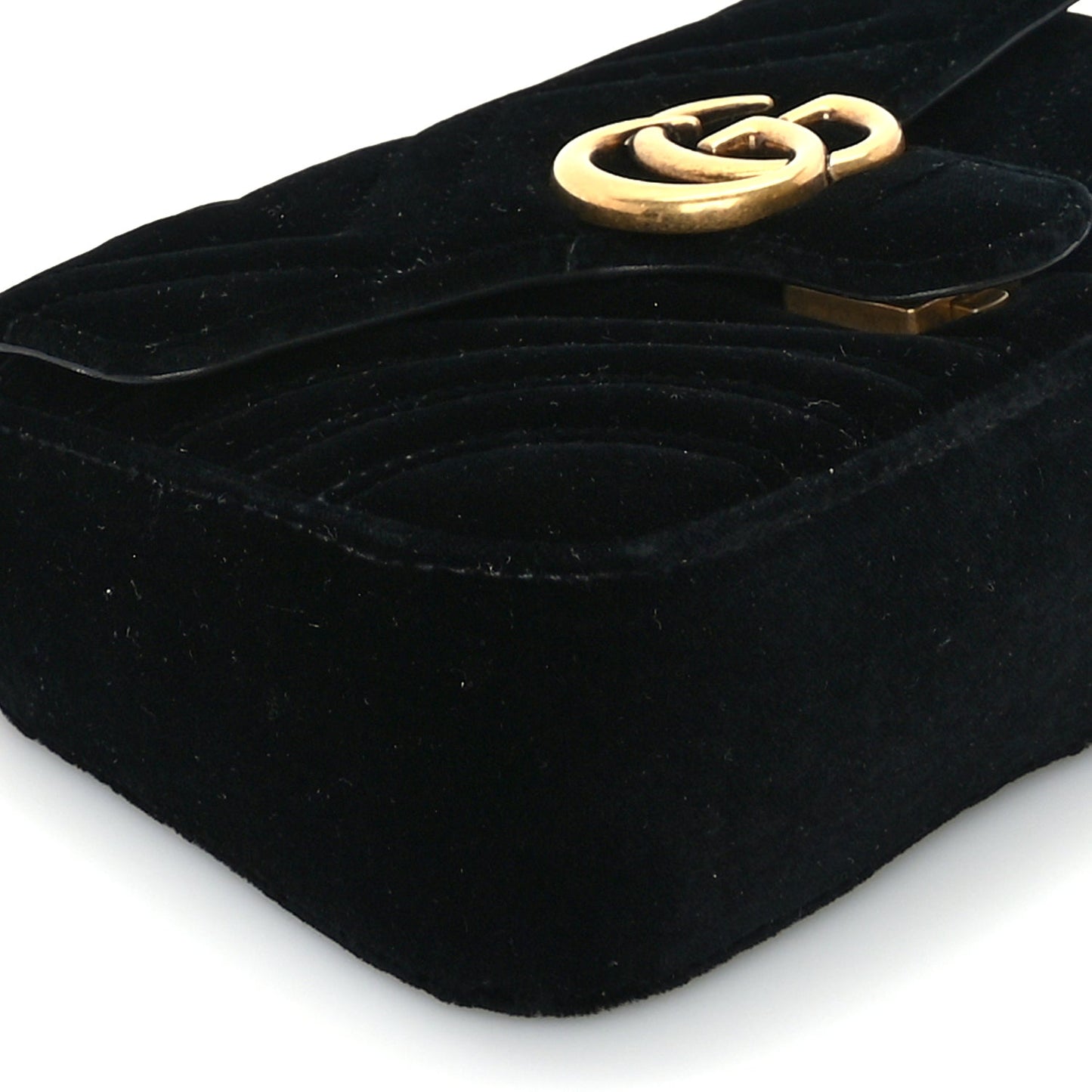 Gucci Velvet Matelasse Mini GG Marmont Shoulder Bag  Black
