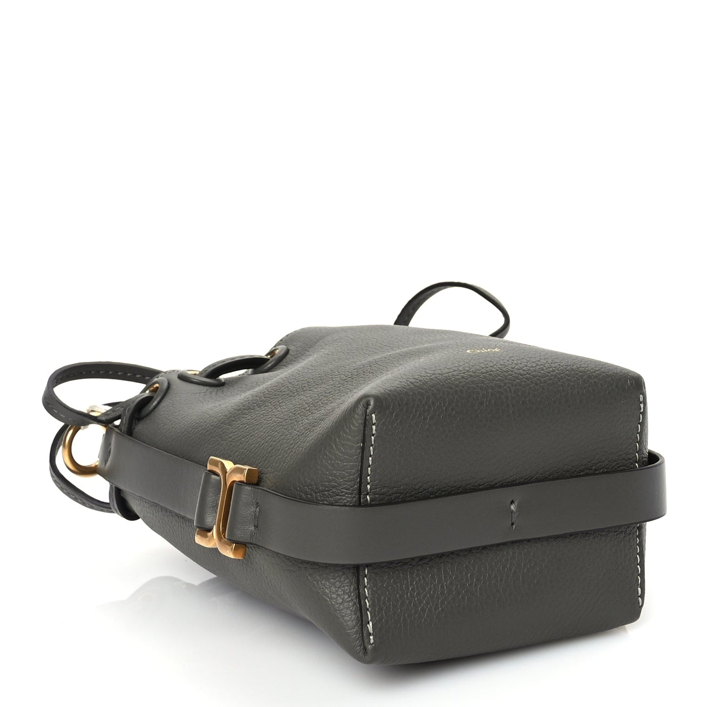 Chloe Grained Calfskin Micro Marcie Bucket Bag Elephant Grey