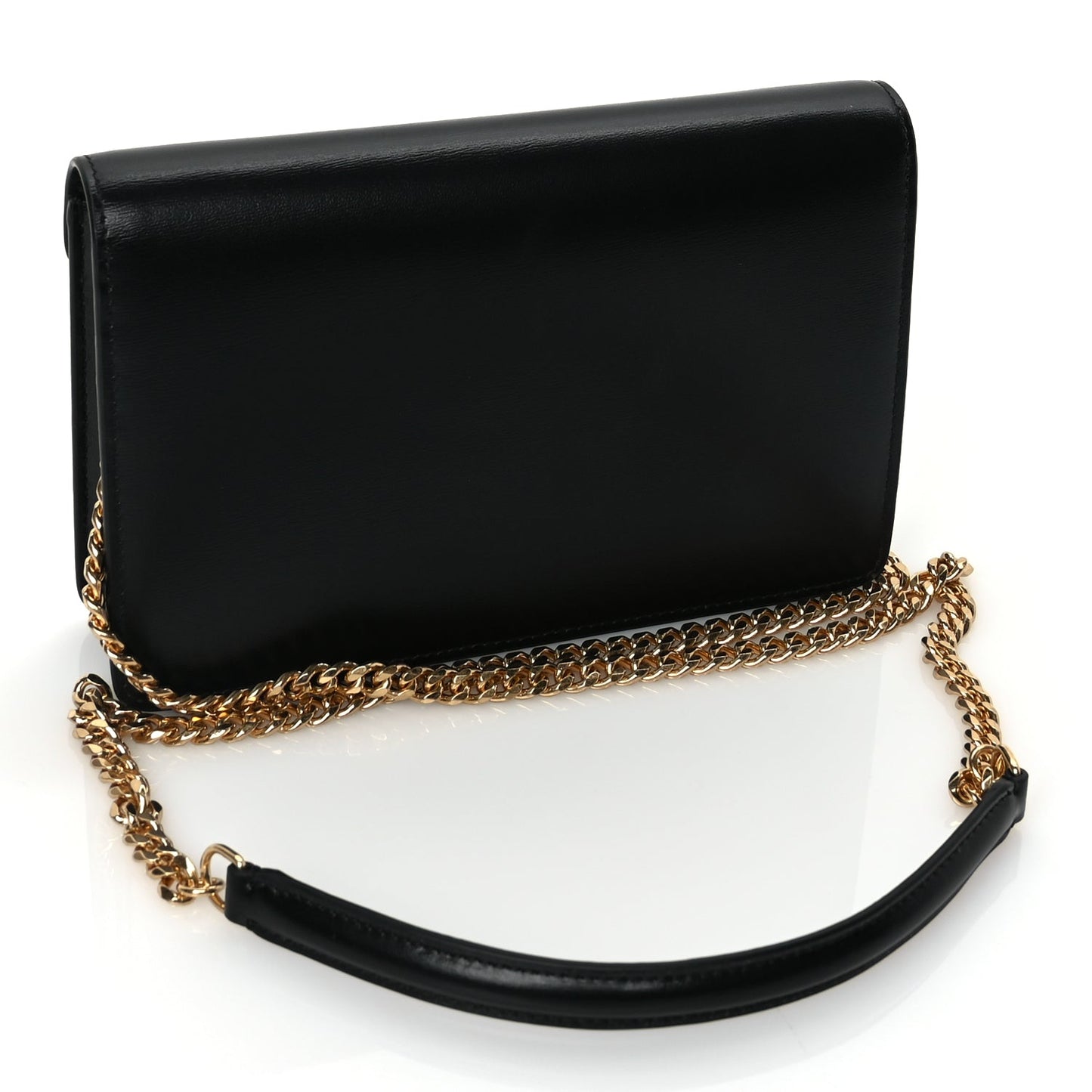 Celine Shiny Calfskin Triomphe Margo Wallet on Chain Black