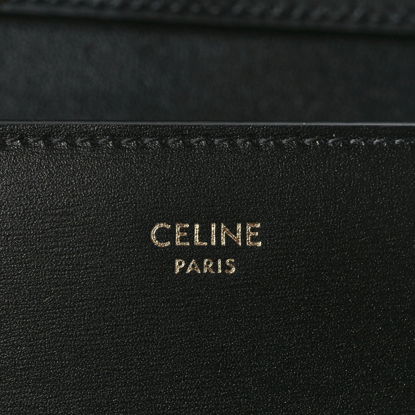 Celine Shiny Calfskin Triomphe Margo Wallet on Chain Black