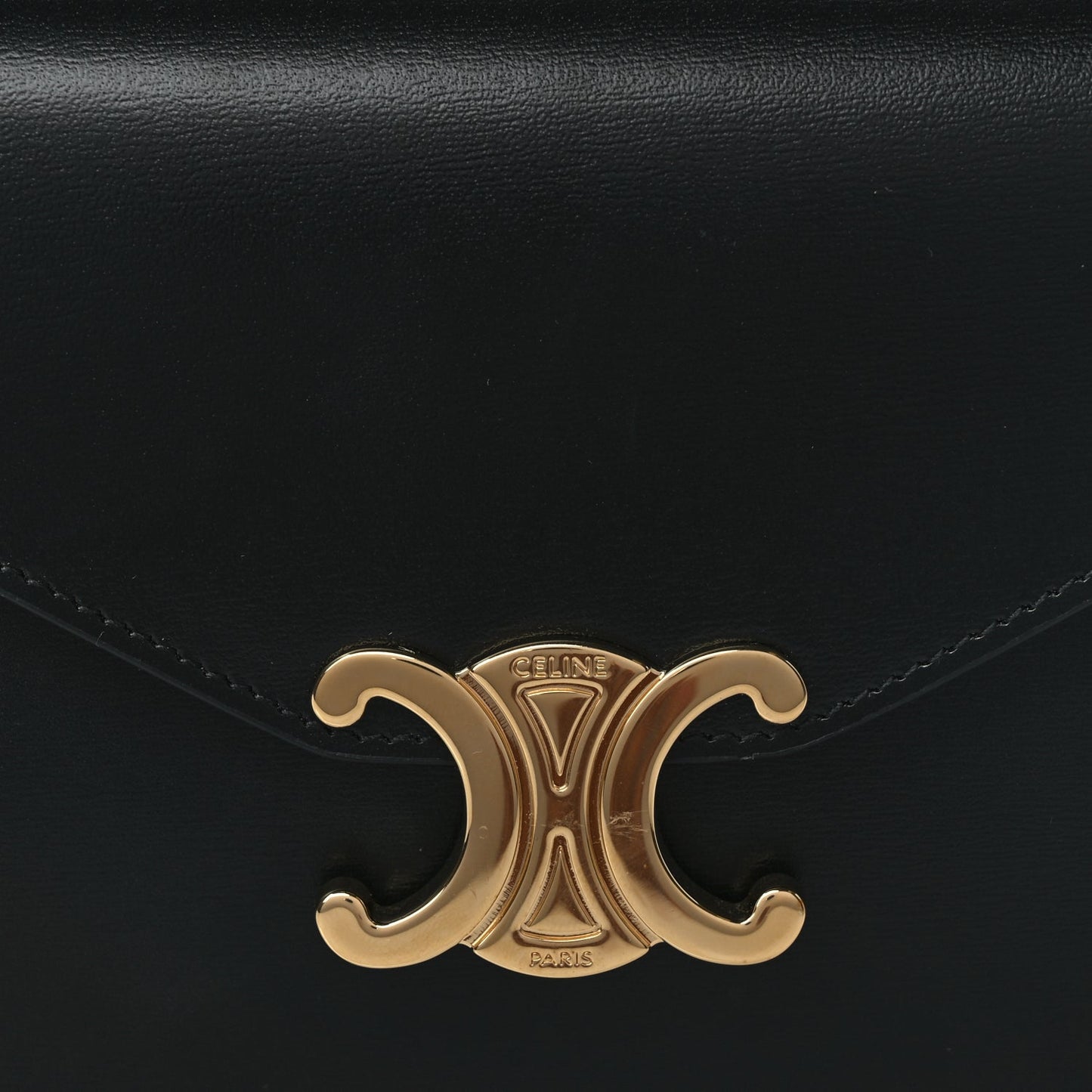 Celine Shiny Calfskin Triomphe Margo Wallet on Chain Black