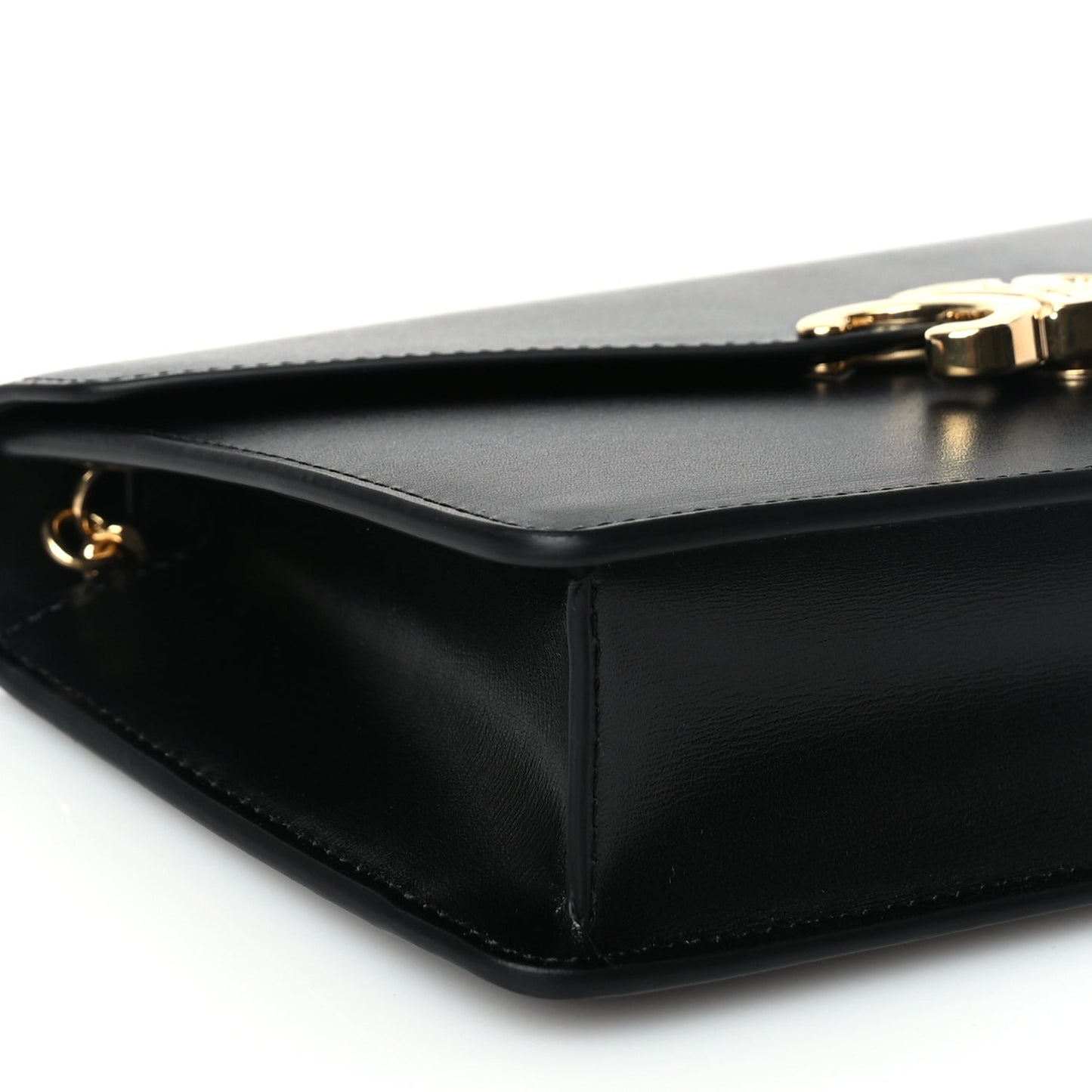 Celine Shiny Calfskin Triomphe Margo Wallet on Chain Black