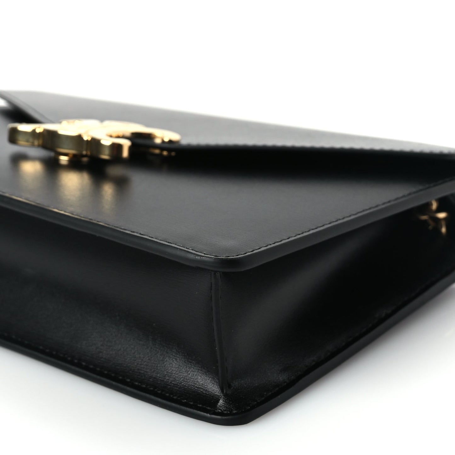 Celine Shiny Calfskin Triomphe Margo Wallet on Chain Black
