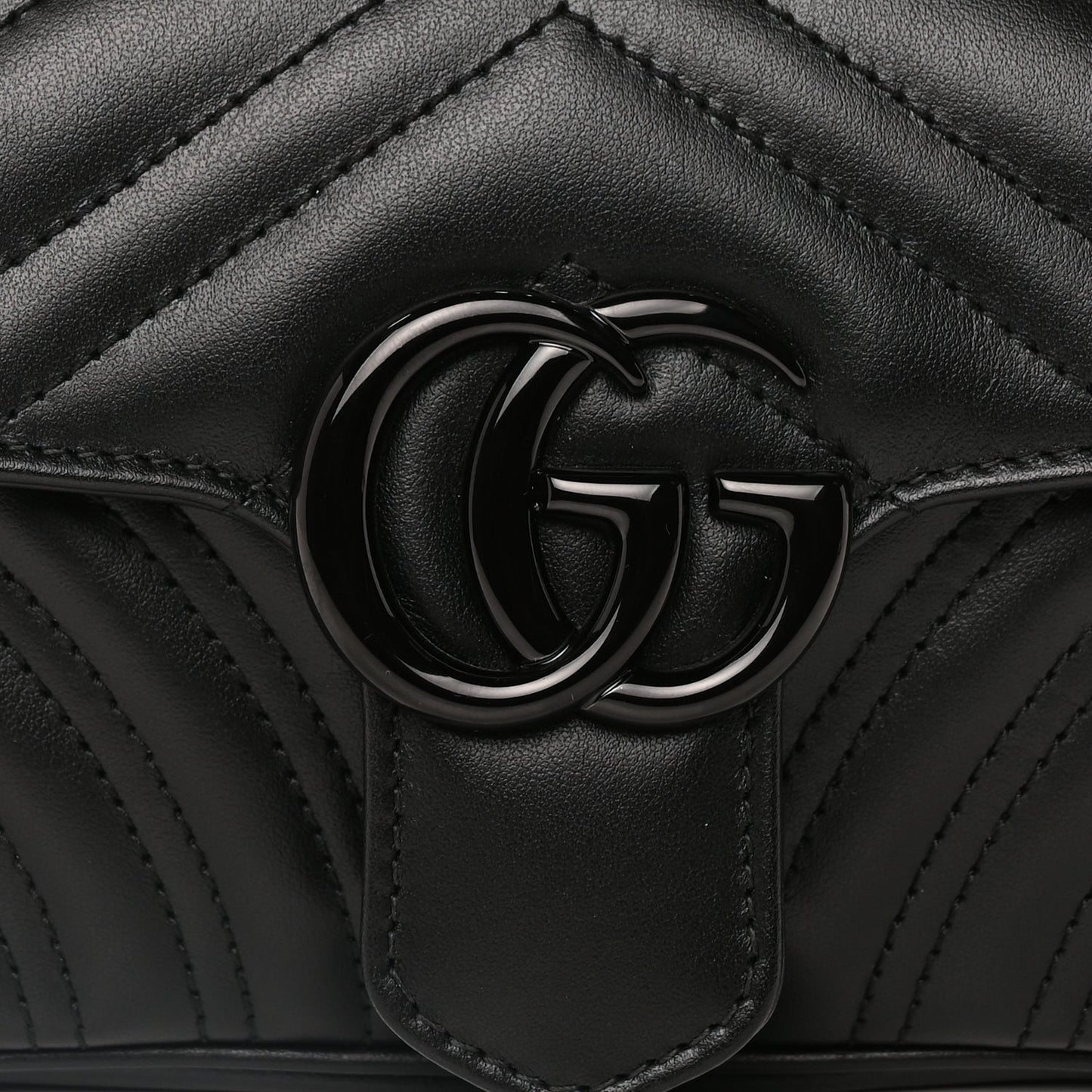 Gucci Calfskin Matelasse Monochrome Mini GG Marmont Shoulder Bag Black