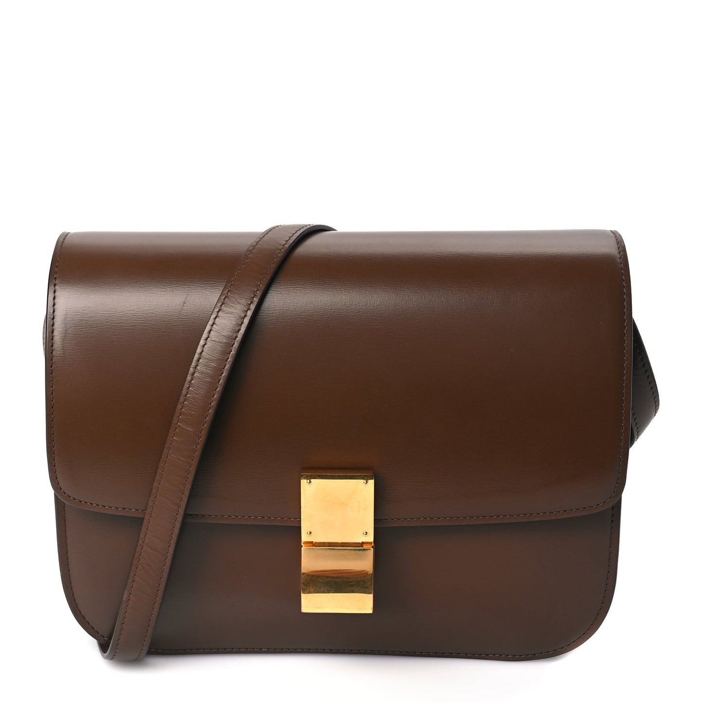 Celine Box Calfskin Medium Classic Box Flap Bag Camel